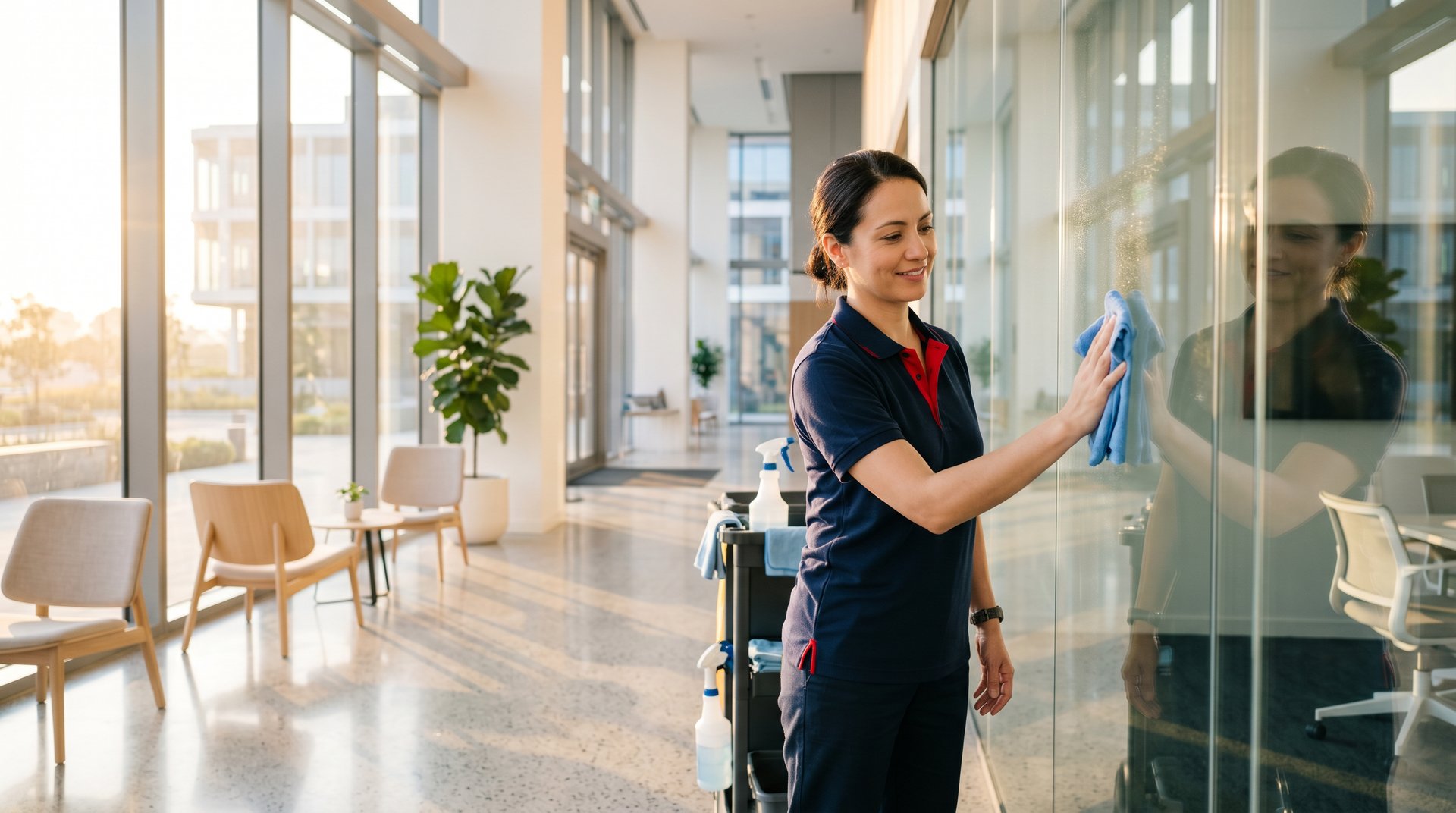 Office Care commercial cleaning team on site