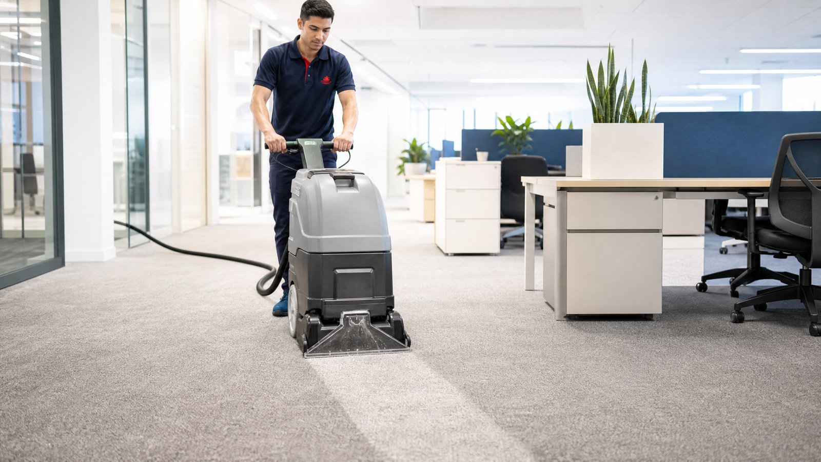 Commercial carpet extraction and shampoo service