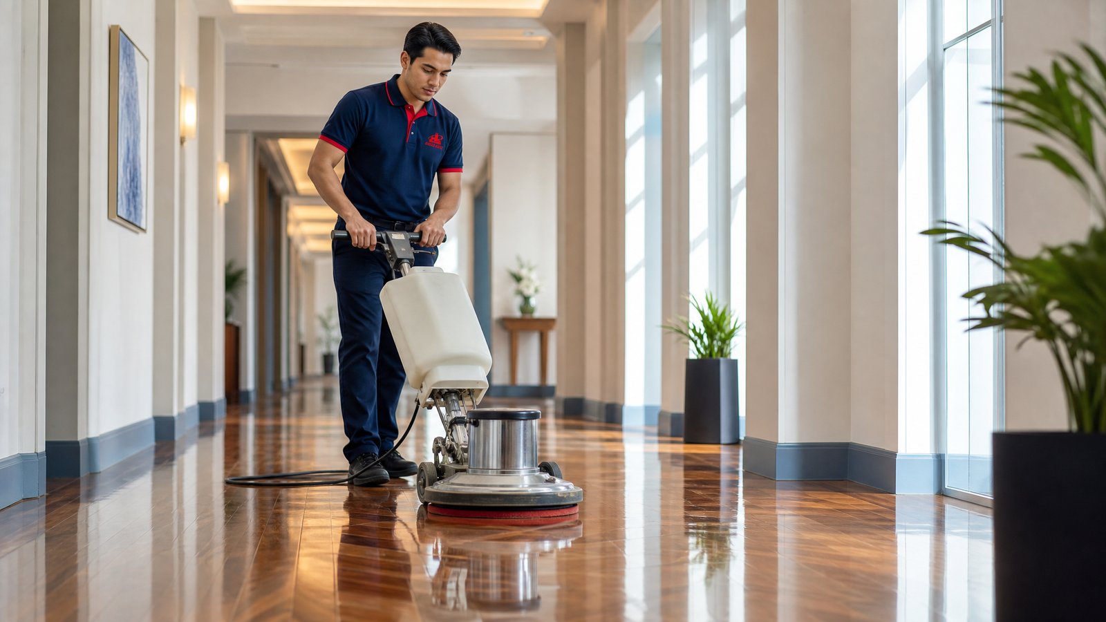 Commercial floor stripping and waxing service